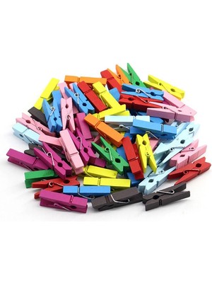 Shopwave 100 Lü Renkli Ahşap Mandal 2.5 cm 12 Li Paket 1200 Adet