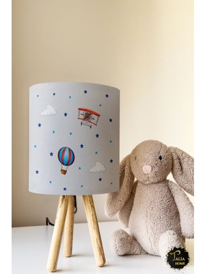 Talia Home Uçak Desenli Çocuk Odası Abajur Masa Lambası TLAB-008