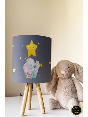 Talia Home Yıldız ve Fil Desenli Çocuk Odası Abajur Masa Lambası TLAB-027