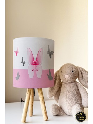 Talia Home Kelebekler Desenli Çocuk Odası Abajur Masa Lambası TLAB-033