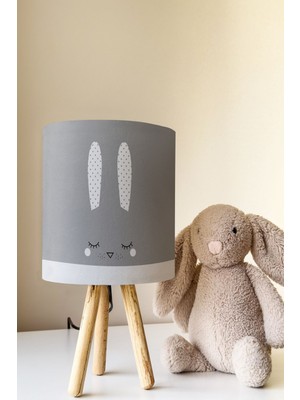 Talia Home Gri Tavşan Desenliçocuk Odası Abajur Masa Lambası TLAB-288