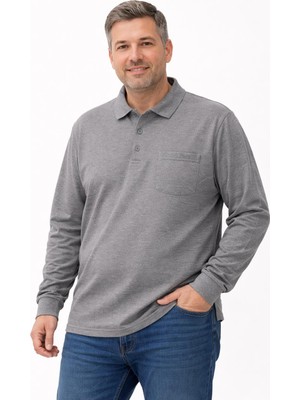 Ercan Büyük Beden Erkek Polo Yaka Uzun Kol Penye Sweatshirt - 7523
