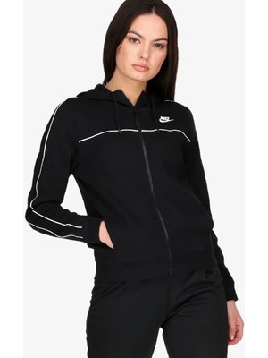 Nike Sportswear Millennium Full-Zip Hoodie Tam Boy Fermuarlı Kapüşonlu Siyah Kadın Sweatshirt CZ8338-010