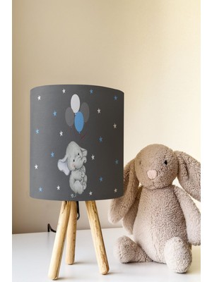 Talia Home Gri Balonlu Fil Desenli Çocuk Odası Abajur Masa Lambası TLAB-285