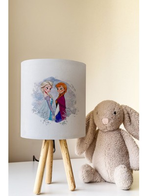 Talia Home Frozen Elsa & Anna Desenli Çocuk Odası Abajur Masa Lambası TLAB-306