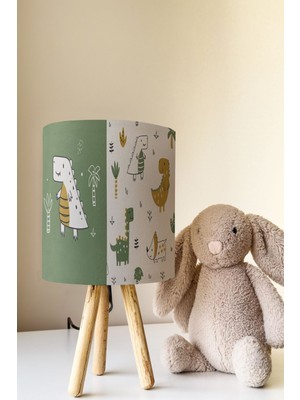 Talia Home Sevimli Dinozor Desenli Çocuk Odası Abajur Masa Lambası TLAB-311+F364
