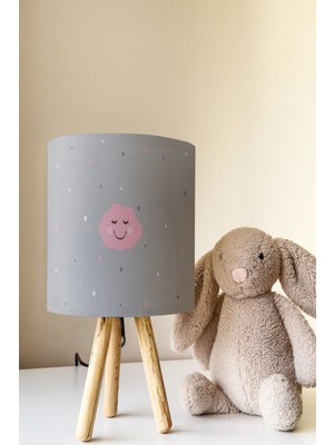 Talia Home Gülücüklü Bulut Desenli Çocuk Odası Abajur Masa Lambası TLAB-279