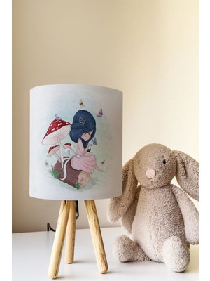 Talia Home Mantar ve Prenses Kız Desenli Çocuk Odası Abajur Masa Lambası TLAB-055