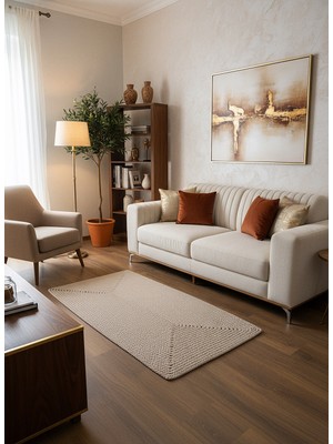 Rose'n Home Jüt Örgü-02 Elde Dokuma Doğal Jüt Örgü Hasır Halı