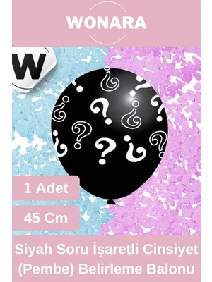 Wonara Premium Keyifli Eğlenceli Siyah Soru Işaretli Kız Erkek Çocuk Cinsiyet Belirleme Partisi Balonu Süsü
