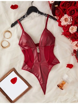 Alivions Derin V Yaka Transparan Detaylı Deri Body