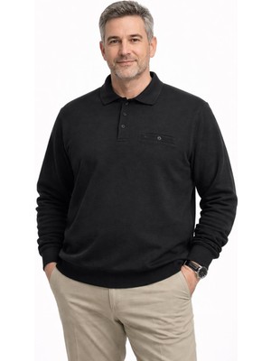 Ercan Büyük Beden Erkek Polo Yaka Uzun Kol Selanik Sweatshirt - 7522