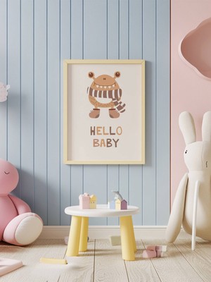 Fuart.Co Hello Baby Temalı Çocuk Odası Posteri Kuşe Baskı (Çerçevesiz) CCFU