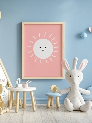 Fuart.Co Beyaz Güneş Temalı Çocuk Odası Posteri Kuşe Baskı (Çerçevesiz) CCFU