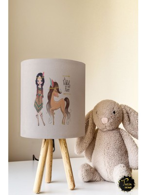 Talia Home Kızıldereli Desen Çocuk Odası Abajur Masa Lambası TLAB-044