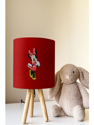 Talia Home Kırmızı Mickey Mouse Desenli Çocuk Odası Abajur Masa Lambası TLAB-052