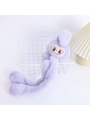 Labubu Pembe Peluş Sesli Hareketli Oynar Kulaklı Kulaklık Kışlık Genç Kız Erkek Çocuk Hediyelik