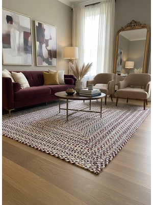 Rose'n Home Jüt Örgü-03 Elde Dokuma Doğal Jüt Örgü Hasır Halı