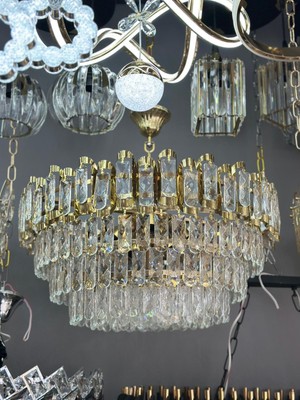 LED Yeni Model 60 cm Kristal Lüx Salon Avize Gold Renk