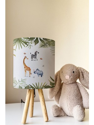 Talia Home Safari Hayvanlar Desenli Çocuk Odası Abajur Masa Lambası TLAB-181