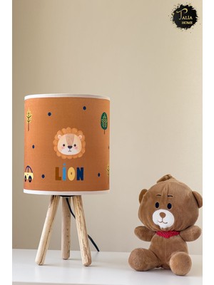 Talia Home Aslan Lion Desenli Çocuk Odası Abajur Masa Lambası TLAB-011