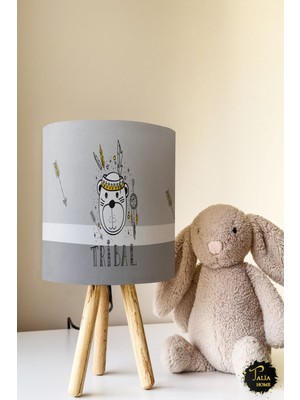 Talia Home Gri Tribal Çocuk Odası Abajur Masa Lambası TLAB-043