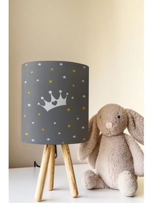 Talia Home Yıldızlı Taç Desenli Çocuk Odası Abajur Masa Lambası TLAB-247