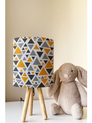 Talia Home Geometrik Üçgen Desenli Çocuk Odası Abajur Masa Lambası TLAB-282