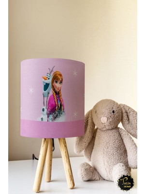 Talia Home Pembe Frozen Anna Çocuk Odası Abajur Masa Lambası TLAB-004