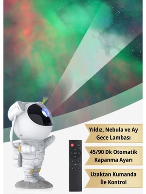 PremiumPort Galaksi Projektör Kumandalı Gece Lambası, Yıldız ve Samanyolu Projeksiyonu