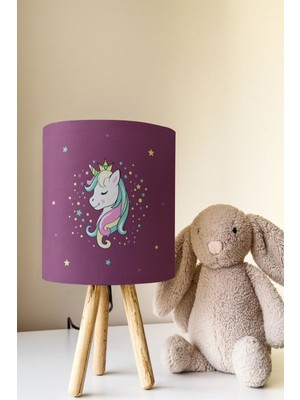 Talia Home Mor Unicornlu Çocuk Odası Abajur Masa Lambası TLAB-082
