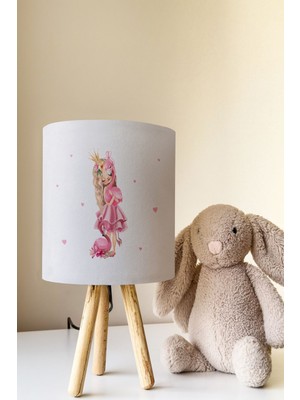 Talia Home Prenses ve Flamingo Desenli Çocuk Odası Abajur Masa Lambası TLAB-230