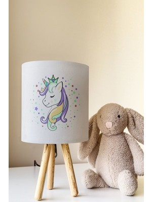 Talia Home Beyaz Unicornlu Çocuk Odası Abajur Masa Lambası TLAB-083