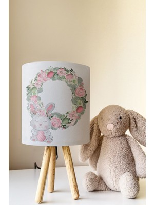 Talia Home Ayıcıklı Çiçekli Desen Çocuk Odası Abajur Masa Lambası TLAB-296