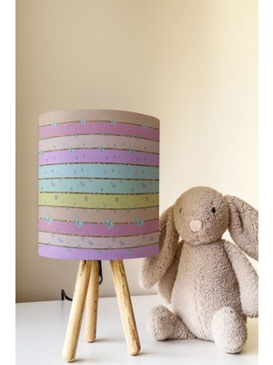 Talia Home Renkli Şeritli Desenli Çocuk Odası Abajur Masa Lambası TLAB-292