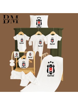 Kişiselleştirilebilir Beşiktaşlı Isimli 11 Parça Yenidoğan Hastane Çıkışı Seti Bebek Takımı