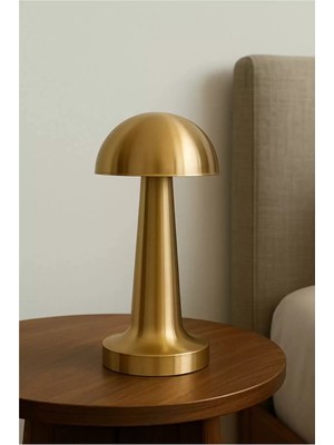 PremiumPort Şarjlı Renkli Dokunmatik Mantar Masa Lambası Gold Kasa