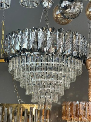 LED Yeni Model 60 cm Kristal Lüx Salon Avize Krom Renk  Ithal Kasa