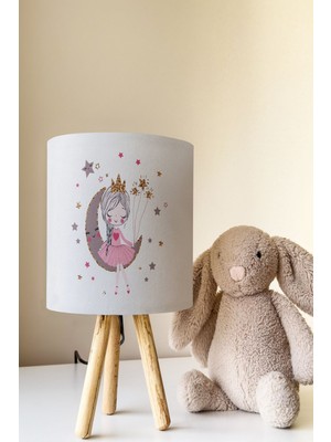 Talia Home Beyaz Ay'da Oturan Kız Çocuk Odası Abajur Masa Lambası TLAB-085