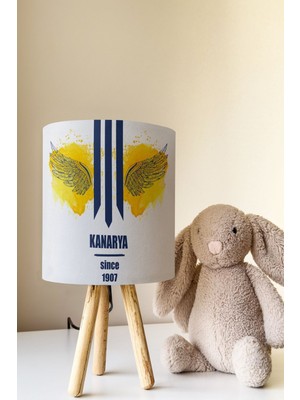 Talia Home Sarı Lacivert Kanarya Desenli Çocuk Odası Abajur Masa Lambası TLAB-165