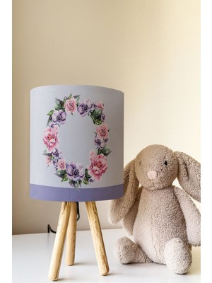 Talia Home Çiçekli Desen Çocuk Odası Abajur Masa Lambası TLAB-163