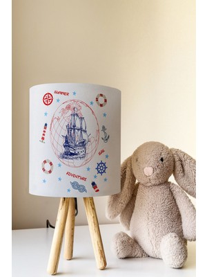 Talia Home Denizci Desenli Çocuk Odası Abajur Masa Lambası TLAB-192