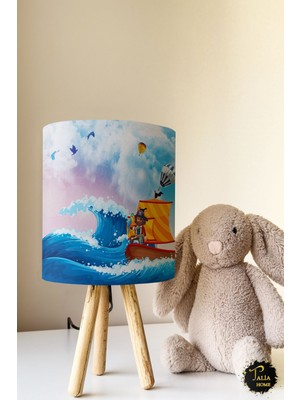 Talia Home Korsan Denizci Desenli Çocuk Odası Abajur Masa Lambası TLAB-047