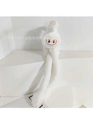 Labubu Pembe Peluş Sesli Hareketli Oynar Kulaklı Kulaklık Kışlık Genç Kız Erkek Çocuk Hediyelik