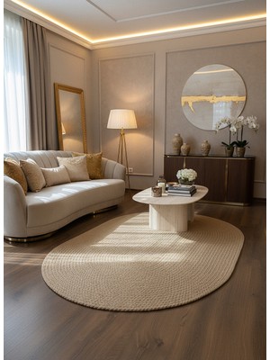 Rose'n Home Jüt Örgü-10 Elde Dokuma Doğal Jüt Örgü Hasır Halı