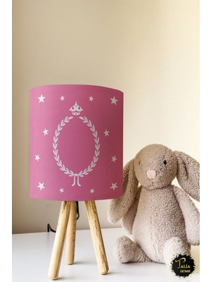 Talia Home Pembe Çelenk Desenli Çocuk Odası Abajur Masa Lambası TLAB-017