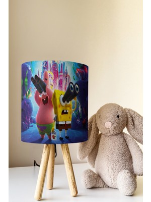 Talia Home Süngerbob ve Patrick Desenli Çocuk Odası Abajur Masa Lambası TLAB-266