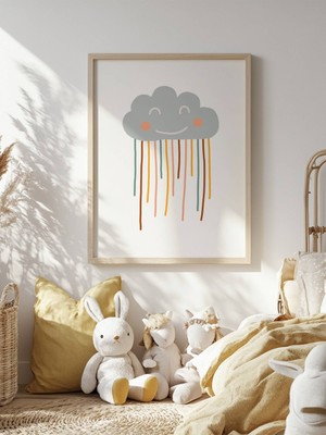 Fuart.Co Renkli Yağmurlar Temalı Çocuk Odası Posteri Kuşe Baskı (Çerçevesiz) CCFU