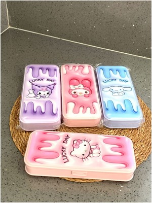 Meyra Accessories 1AD Sanrio Kawaii 3D Baskılı Mat Yüzeyli Renkli Çift Hazneli Kalemlik Kaliteli Çok Amaçli Kalem Kutu