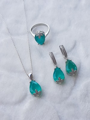 Canka Parahiba Turmalin Taşlı Gümüş Set